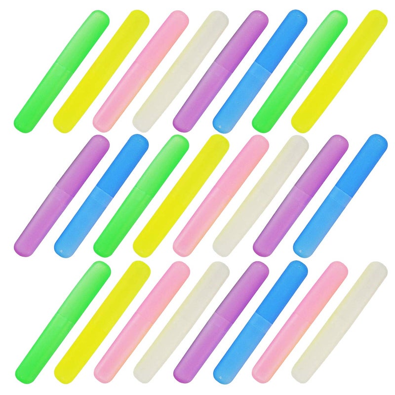 Bskifnn 24PCS Plastic Toothbrush Case Six Colors Portable Dustproof Toothbrush Cases Toothbrushes Holder for Daily and Travel Use 24 - Image 1
